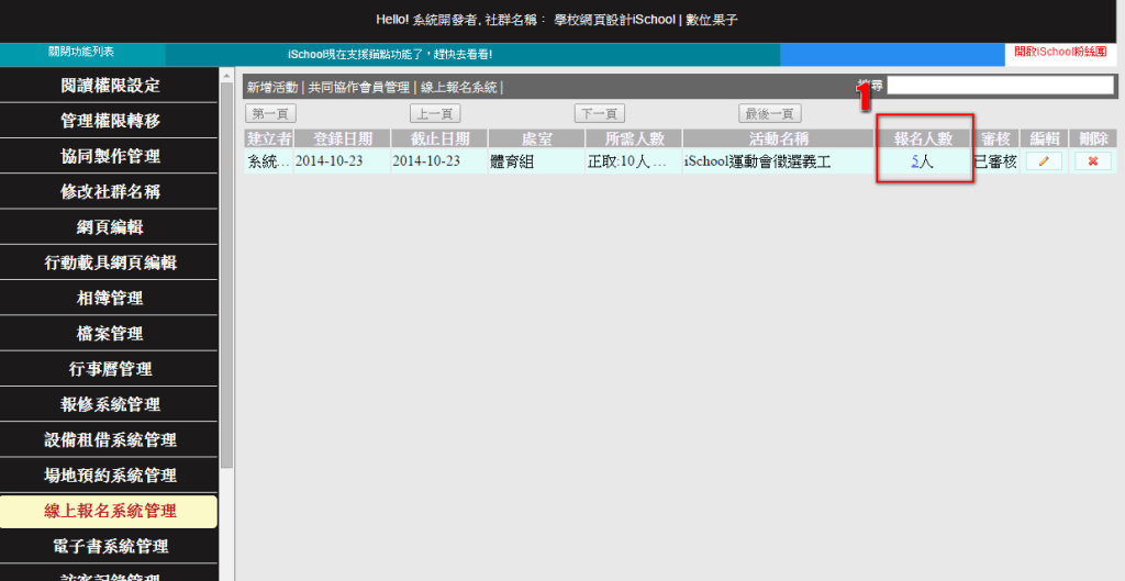 後台報名人數