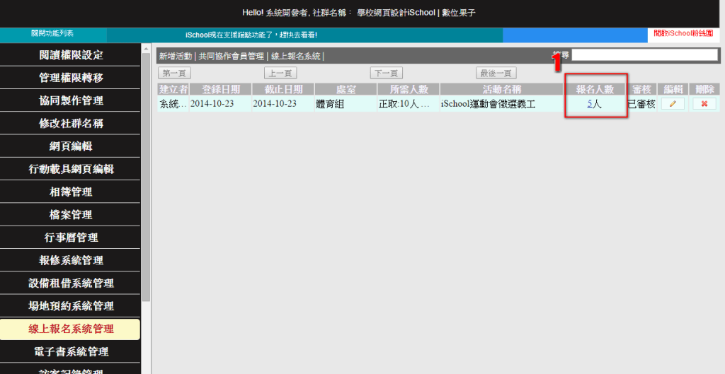 後台報名人數