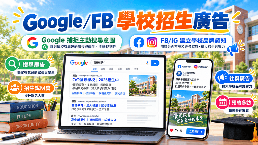 2026學校招生廣告怎麼做？私立高中、雙語學校、國際學校 Google／FB 招生策略與行銷預算完整攻略