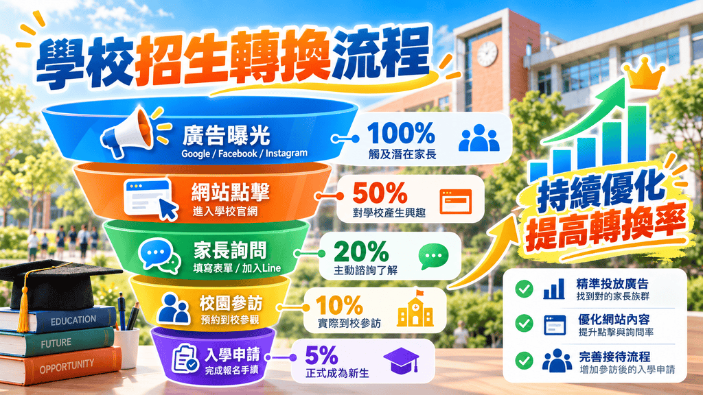 2026學校招生廣告怎麼做？私立高中、雙語學校、國際學校 Google／FB 招生策略與行銷預算完整攻略
